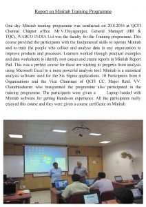 Minitab Training Programme_Aug 2016
