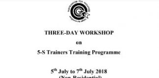 Three Day Workshop on 5S from QCFI Bhilai Chapter