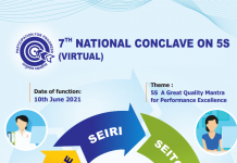 7th National Conclave on 5S (Workplace Management) through Virtual Mode from 1st to 5th June’2021.