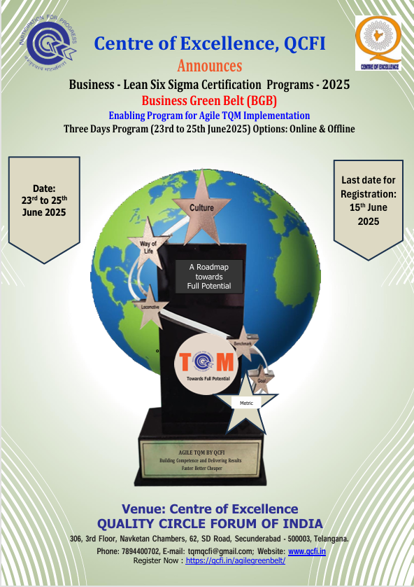 Center of Excellence, QCFI announces Business - Lean Six Sigma Certification Programs - 2025