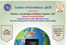 Center of Excellence, QCFI announces Business – Lean Six Sigma Certification Program Business Green Belt (BGB) from 23rd to 25th June, 2025