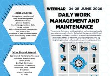 Webinar on Daily Work Management and Maintenance on 24-25th June 2026 by QCFI HQ