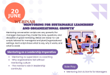 Webinar on Mentoring for Sustainable Leadership and organizational growth on 20th June by QCFI HQ