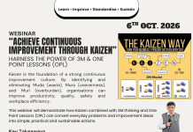 Webinar on “Achieve Continuous Improvement Through Kaizen” on 6th October 2026 by QCFI HQ